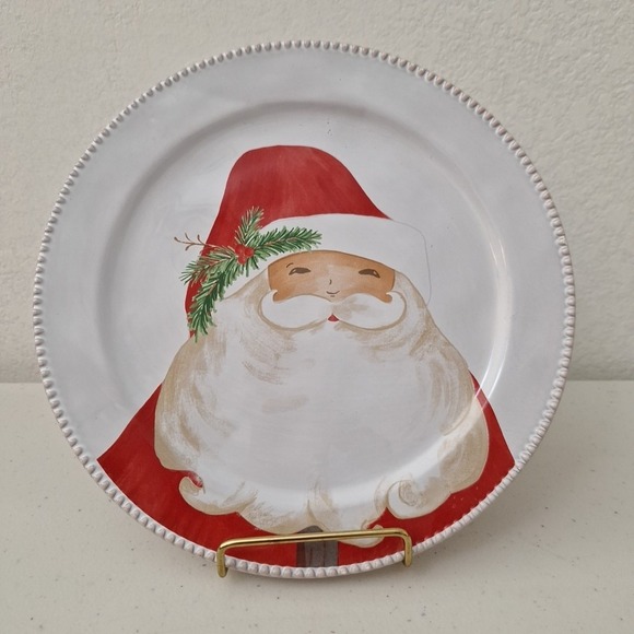 Mud Pie 2019 Stoneware Ceramic Santa Claus Serving Plate Holiday Christmas 9" - Picture 1 of 8